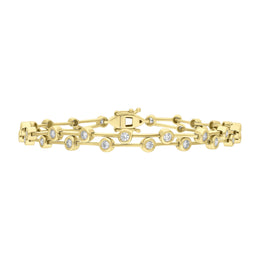 18ct Yellow Gold 0.94ct Diamond Double Row Bubble Bracelet