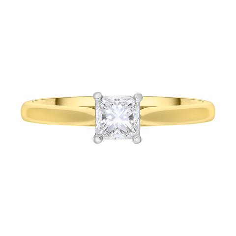 18ct Yellow Gold GIA Certified EVS1 0.40ct Diamond Princess Cut Solitaire Ring