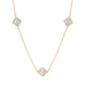 18ct Yellow Gold White Mother of Pearl Bloom Four Leaf Clover Ball Edge Necklace