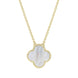 18ct Yellow Gold WHITE MOP Bloom Large Four Leaf Clover Ball Edge Chain Necklet, N1043