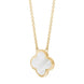 18ct Yellow Gold White Mother of Pearl Bloom Large Four Leaf Clover Polished Edge Pendant