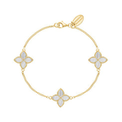 18ct Yellow Gold WHITE MOP Bloom Marquise Flower Bracelet