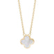 18ct Yellow Gold White Mother of Pearl Bloom Small Four Leaf Clover Polished Edge Pendant