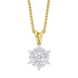 18ct Yellow Gold 0.53ct Diamond Star Cluster Necklace
