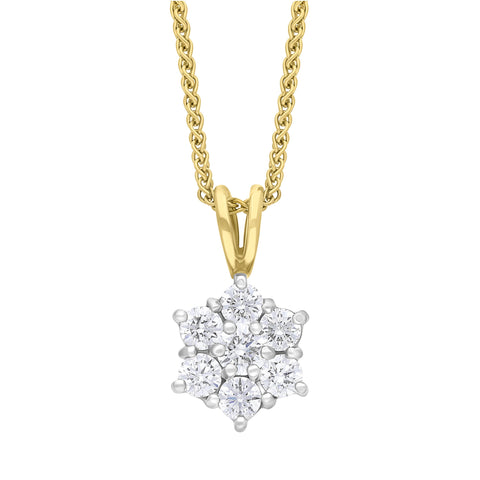 18ct Yellow Gold 0.53ct Diamond Star Cluster Necklace