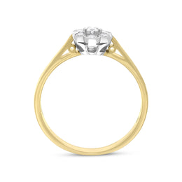 18ct Yellow Gold 0.23ct Diamond Millgrain Flower Cluster Ring