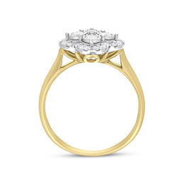 18ct Yellow Gold 0.46ct Diamond Illusion Set Cluster Ring