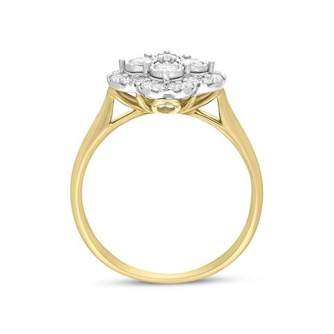 18ct Yellow Gold 0.46ct Diamond Illusion Set Cluster Ring