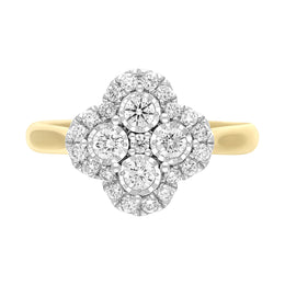 18ct Yellow Gold 0.46ct Diamond Illusion Set Cluster Ring