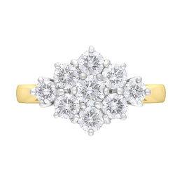18ct Yellow Gold 1.27ct Diamond Cluster Ring