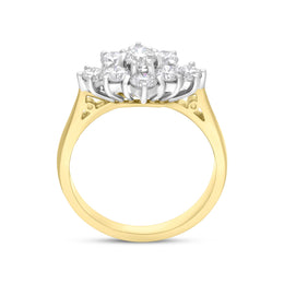 18ct Yellow Gold 1.27ct Diamond Cluster Ring