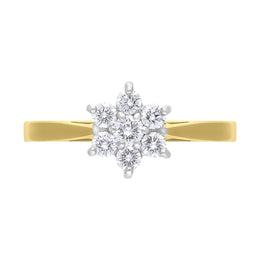 18ct Yellow Gold 0.34ct Diamond Cluster Ring