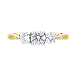18ct Yellow Gold 1.00ct Diamond Three Stone Ring