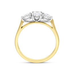 18ct Yellow Gold 1.00ct Diamond Three Stone Ring