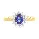 18ct Yellow Gold 0.43ct Sapphire 0.12ct Diamond Oval Claw Cluster Ring