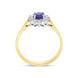 18ct Yellow Gold 0.43ct Sapphire 0.12ct Diamond Oval Claw Cluster Ring
