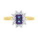 18ct Yellow Gold 0.62ct Sapphire 0.37ct Diamond Emerald Cut Cluster Ring
