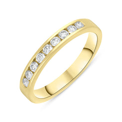 18ct Yellow Gold 0.30ct Diamond Nine Stone Channel Set Eternity Ring FEU-2598