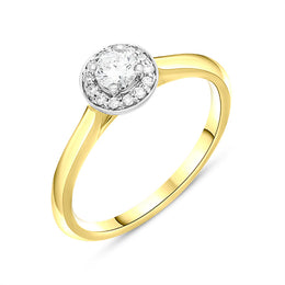 18ct Yellow Gold 0.31ct Diamond Round Cluster Ring FEU-1160