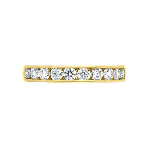 18ct Yellow Gold 0.75ct Diamond Ten Stone Channel Set Eternity Ring
