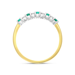 18ct Yellow Gold Emerald Diamond Nine Stone Half Eternity Ring