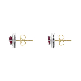 18ct Yellow Gold Ruby Diamond Pear Stud Earrings
