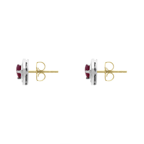 18ct Yellow Gold Ruby Diamond Pear Stud Earrings