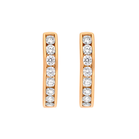 18ct Rose Gold Diamond 0.25ct Channel Set Hoop Earrings