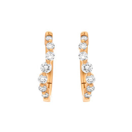 18ct Rose Gold Diamond 0.32ct Claw Set Hoop Earrings