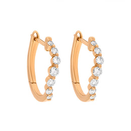 18ct Rose Gold Diamond 0.32ct Claw Set Hoop Earrings