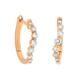 18ct Rose Gold Diamond 0.32ct Claw Set Hoop Earrings, E2598
