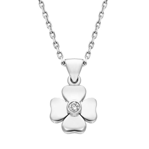 18ct White Gold 0.10ct Diamond Heart Cross Necklace, 343