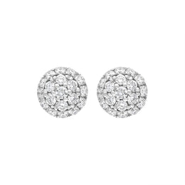 18ct White Gold 0.20ct Diamond Round Cluster Stud Earrings FEU-2777