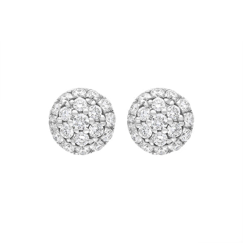 18ct White Gold 0.20ct Diamond Round Cluster Stud Earrings FEU-2777
