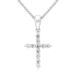 18ct White Gold 0.24ct Diamond Cross Pendant, FEU-2674.