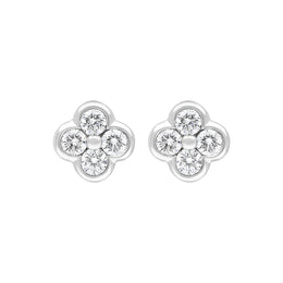 18ct White Gold 0.25ct Diamond Cluster Stud Earrings, FEU-2685.