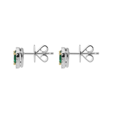 18ct White Gold 0.26ct Emerald Diamond Oval Stud Earrings D