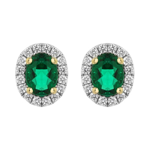 18ct White Gold 0.26ct Emerald Diamond Oval Stud Earrings, PJW-344.