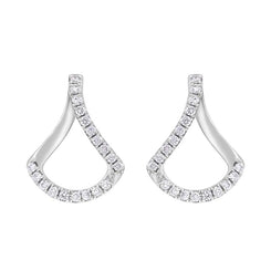 18ct White Gold 0.30ct Diamond Open Bell Shaped Earrings FEU-2750