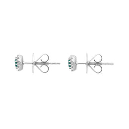 18ct White Gold 0.31ct Emerald Diamond Cluster Earrings