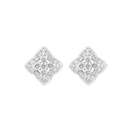 18ct White Gold 0.33ct Diamond Square Cluster Stud Earrings FEU-2778