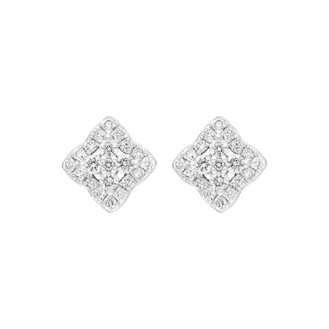 18ct White Gold 0.33ct Diamond Square Cluster Stud Earrings FEU-2778