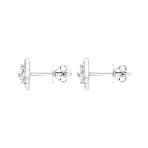 18ct White Gold 0.33ct Diamond Square Cluster Stud Earrings