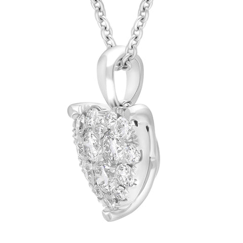 18ct White Gold 0.36ct Diamond Cluster Heart Pendant