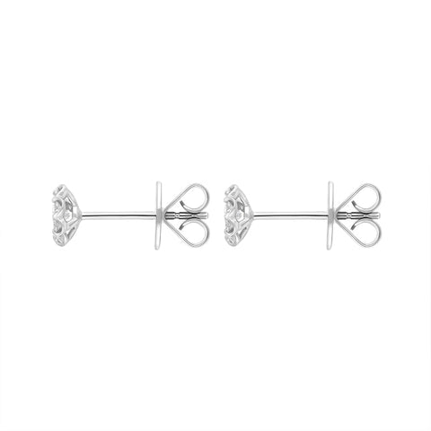 18ct White Gold 0.39ct Diamond Cluster Scallop Edge Stud Earrings