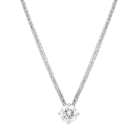 18ct White Gold 0.40ct Diamond Round Brilliant Cut Solitaire Slider Pendant, FEU-2666.