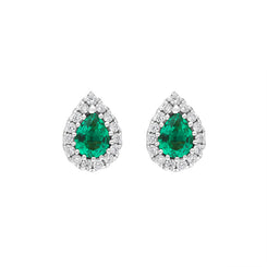 18ct White Gold 0.40ct Emerald Diamond Pear Stud Earrings, FEU-1956.
