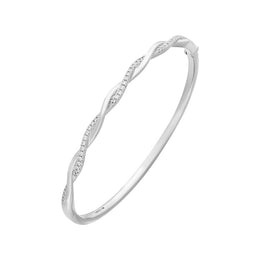 18ct White Gold 0.41ct Diamond Twist Grain Bangle FEU-2763