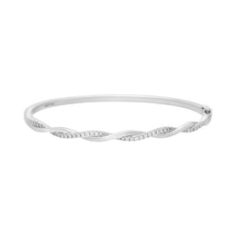 18ct White Gold 0.41ct Diamond Twist Hinged Bangle
