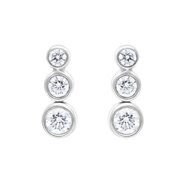18ct White Gold 0.42ct Diamond Graduated Trilogy Earrings